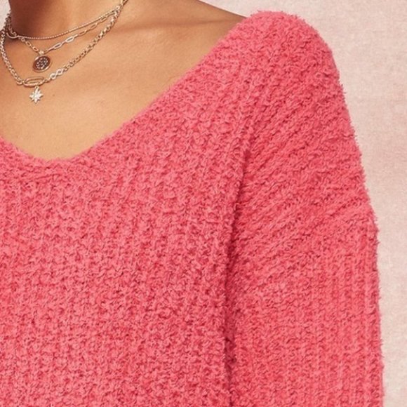 Pink So Soft Cozy V-neck Sweater top - Picture 9 of 9